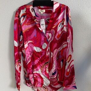 L’AGENCE Women's Multicolor Abstract Silk Blouse Size Medium